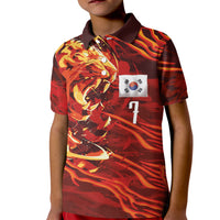 South Korea National Football Custom Kid Polo Shirt Tigers of Asia Fierce Abstract Flame-Inspired