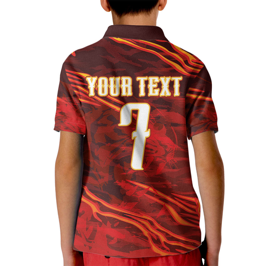 South Korea National Football Custom Kid Polo Shirt Tigers of Asia Fierce Abstract Flame-Inspired