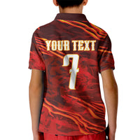 South Korea National Football Custom Kid Polo Shirt Tigers of Asia Fierce Abstract Flame-Inspired