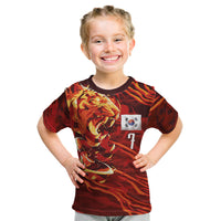 South Korea National Football Custom Kid T Shirt Tigers of Asia Fierce Abstract Flame-Inspired
