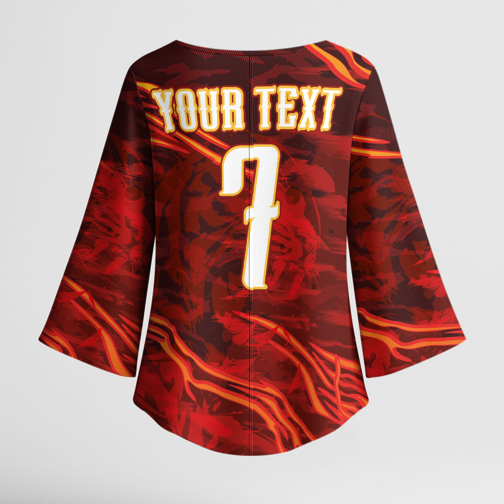 South Korea National Football Custom Kimono Sleeve Blouse Tigers of Asia Fierce Abstract Flame-Inspired