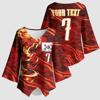 South Korea National Football Custom Kimono Sleeve Blouse Tigers of Asia Fierce Abstract Flame-Inspired