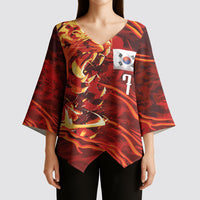 South Korea National Football Custom Kimono Sleeve Blouse Tigers of Asia Fierce Abstract Flame-Inspired