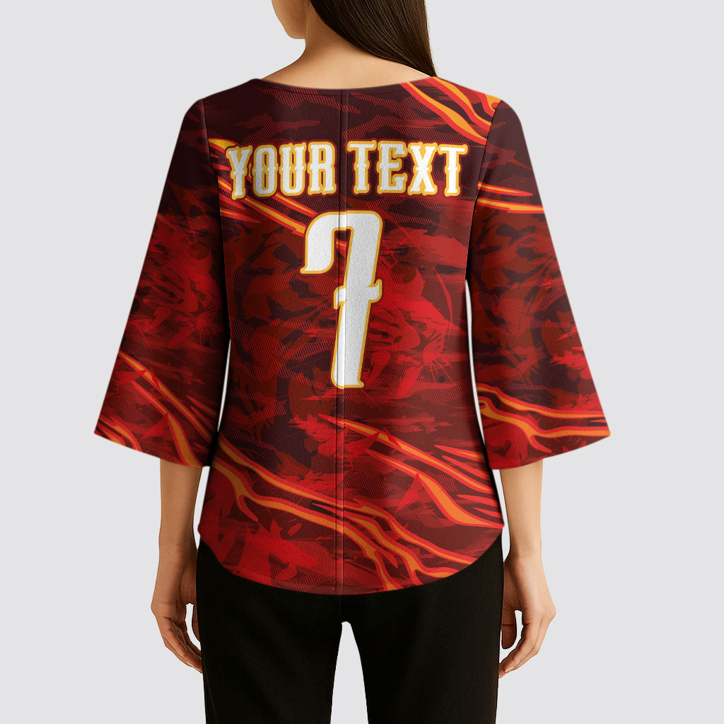 South Korea National Football Custom Kimono Sleeve Blouse Tigers of Asia Fierce Abstract Flame-Inspired