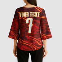 South Korea National Football Custom Kimono Sleeve Blouse Tigers of Asia Fierce Abstract Flame-Inspired