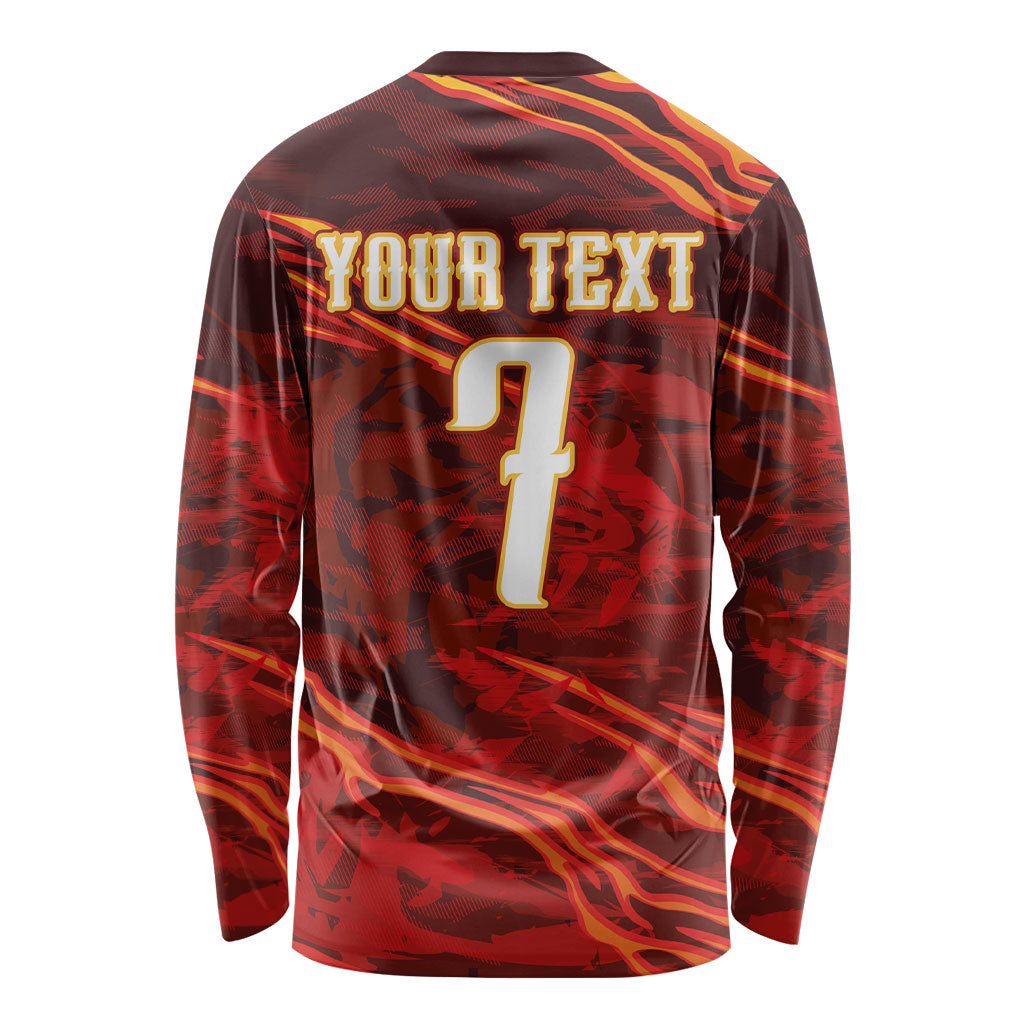 South Korea National Football Custom Long Sleeve Shirt Tigers of Asia Fierce Abstract Flame-Inspired