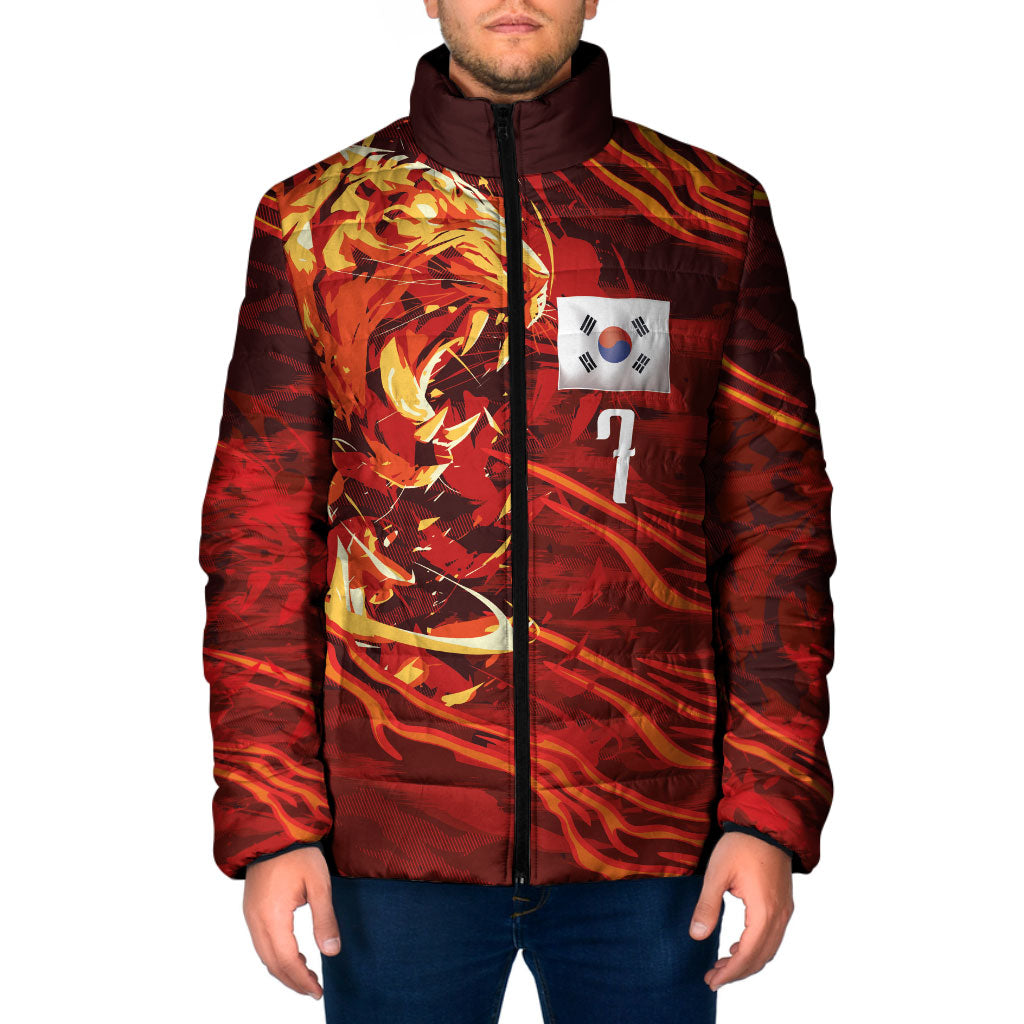 South Korea National Football Custom Padded Jacket Tigers of Asia Fierce Abstract Flame-Inspired