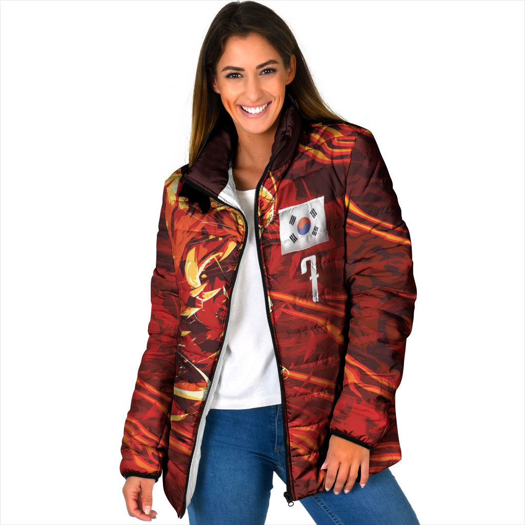 South Korea National Football Custom Padded Jacket Tigers of Asia Fierce Abstract Flame-Inspired