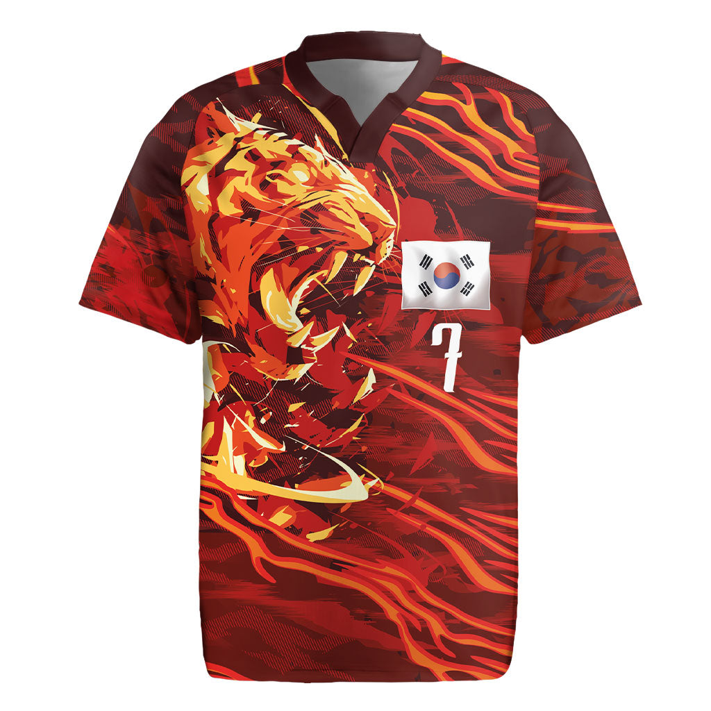 South Korea National Football Custom Rugby Jersey Tigers of Asia Fierce Abstract Flame-Inspired