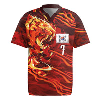 South Korea National Football Custom Rugby Jersey Tigers of Asia Fierce Abstract Flame-Inspired
