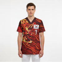 South Korea National Football Custom Scrub Top Tigers of Asia Fierce Abstract Flame-Inspired