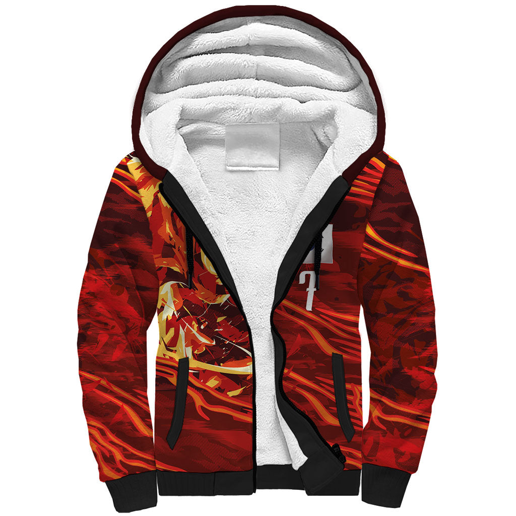 South Korea National Football Custom Sherpa Hoodie Tigers of Asia Fierce Abstract Flame-Inspired