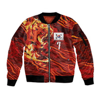 South Korea National Football Custom Sleeve Zip Bomber Jacket Tigers of Asia Fierce Abstract Flame-Inspired