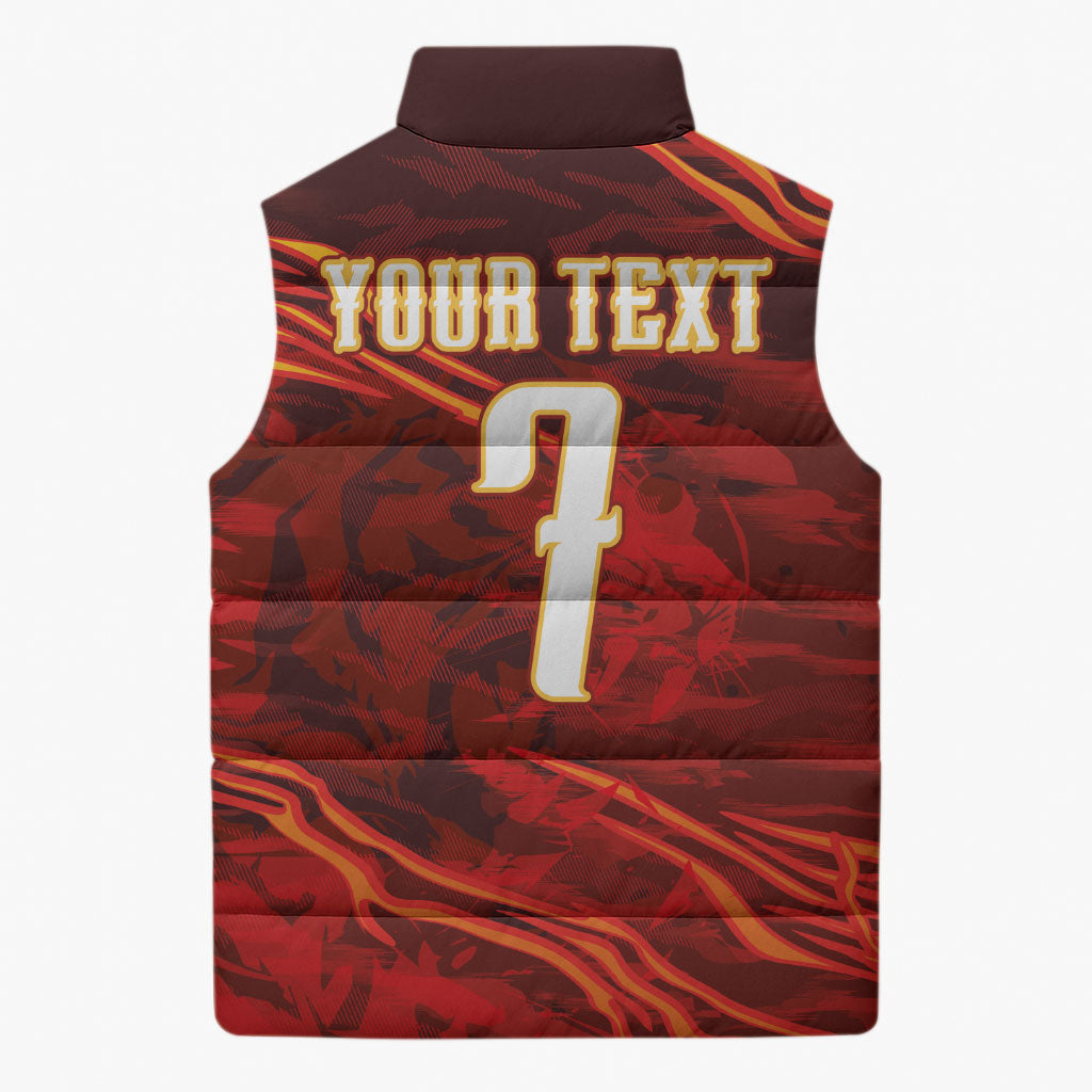 South Korea National Football Custom Sleeveless Puffer Jacket Tigers of Asia Fierce Abstract Flame-Inspired