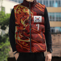 South Korea National Football Custom Sleeveless Puffer Jacket Tigers of Asia Fierce Abstract Flame-Inspired