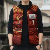 South Korea National Football Custom Sleeveless Puffer Jacket Tigers of Asia Fierce Abstract Flame-Inspired