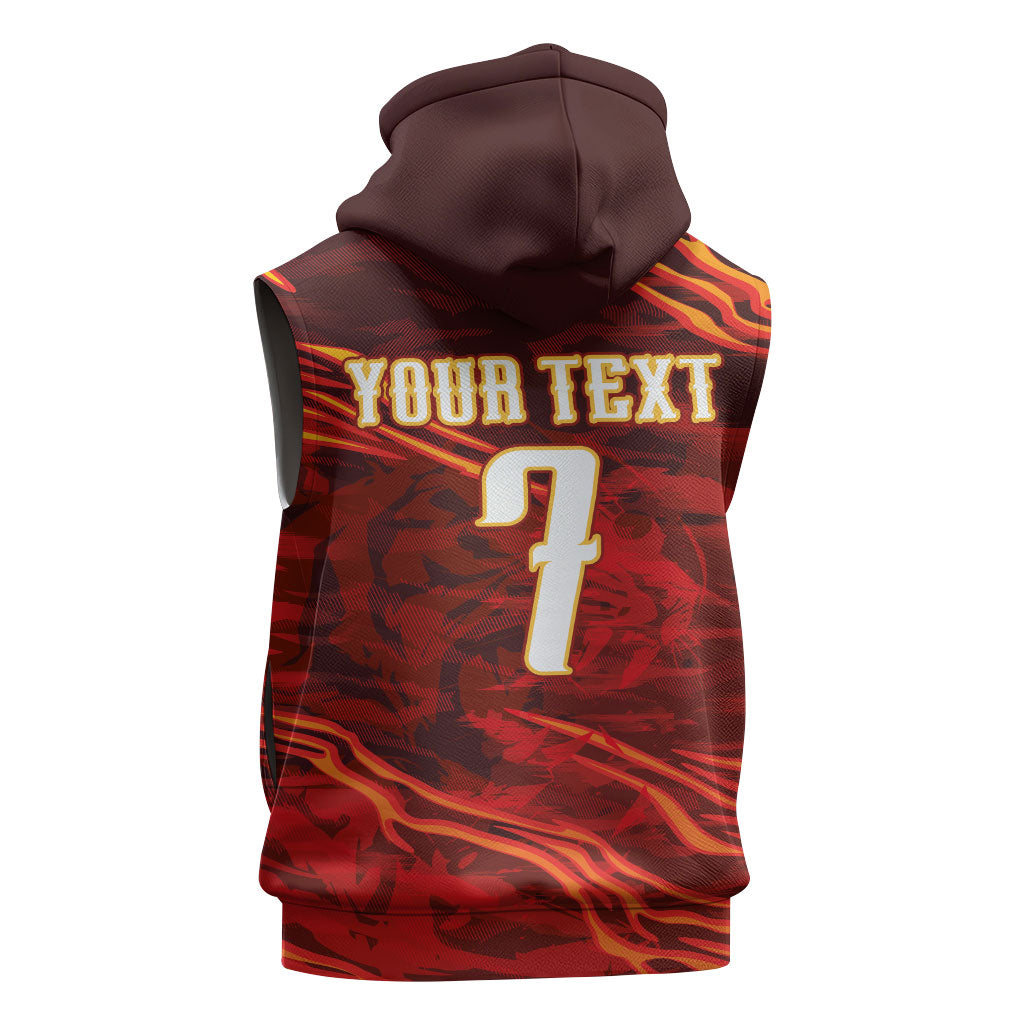 South Korea National Football Custom Sleeveless Zip Hoodie Tigers of Asia Fierce Abstract Flame-Inspired