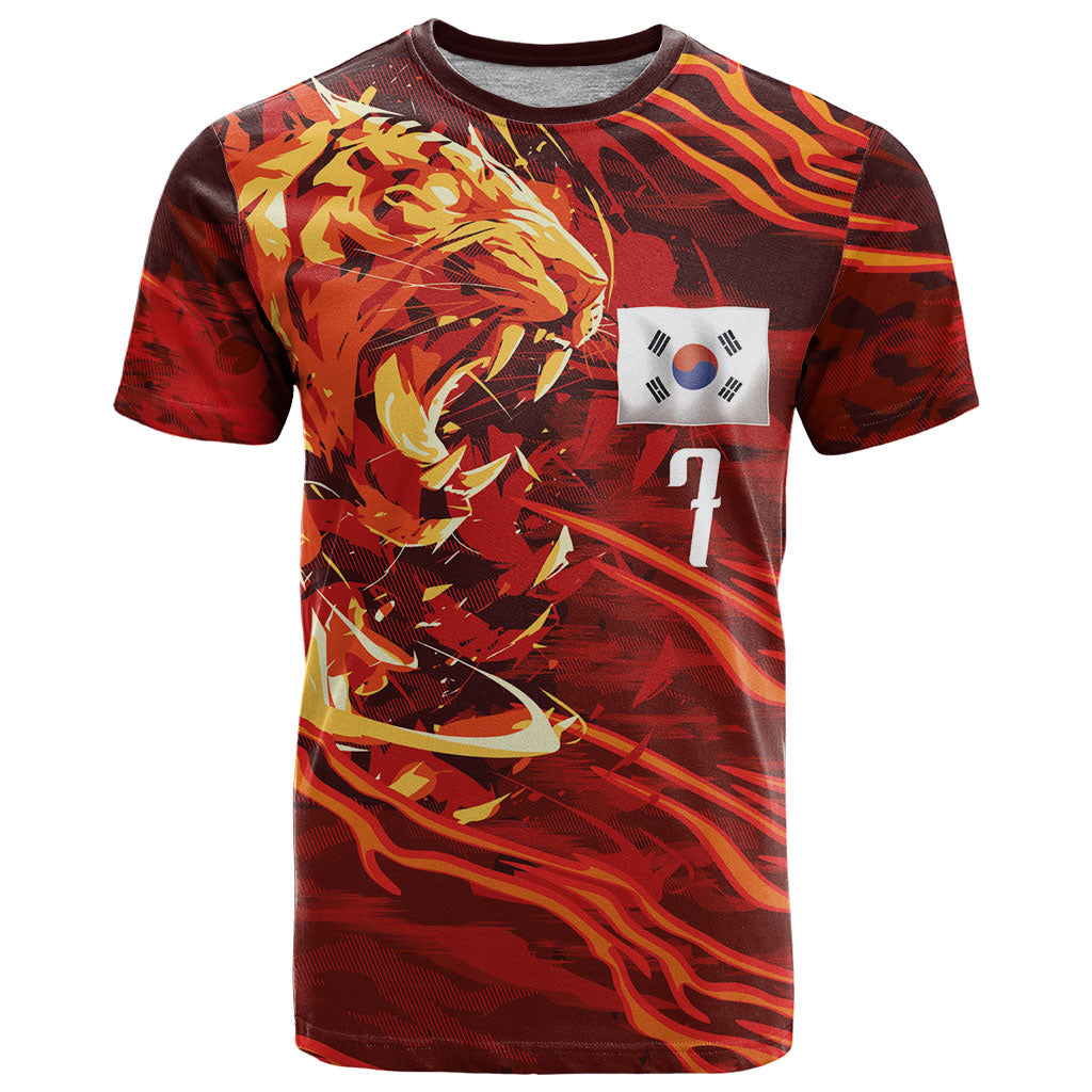 South Korea National Football Custom T Shirt Tigers of Asia Fierce Abstract Flame-Inspired