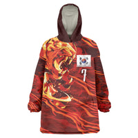 South Korea National Football Custom Wearable Blanket Hoodie Tigers of Asia Fierce Abstract Flame-Inspired