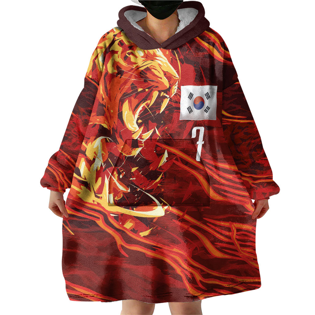 South Korea National Football Custom Wearable Blanket Hoodie Tigers of Asia Fierce Abstract Flame-Inspired