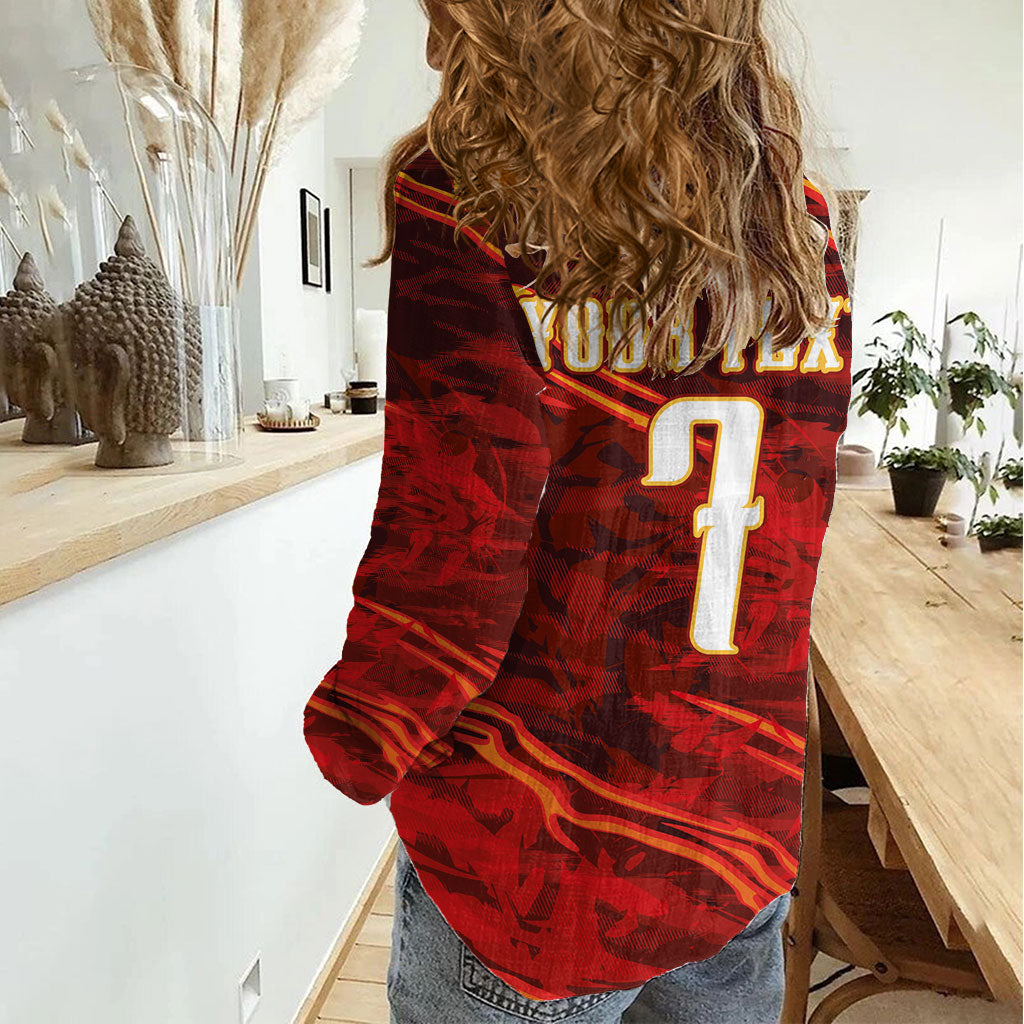 South Korea National Football Custom Women Casual Shirt Tigers of Asia Fierce Abstract Flame-Inspired