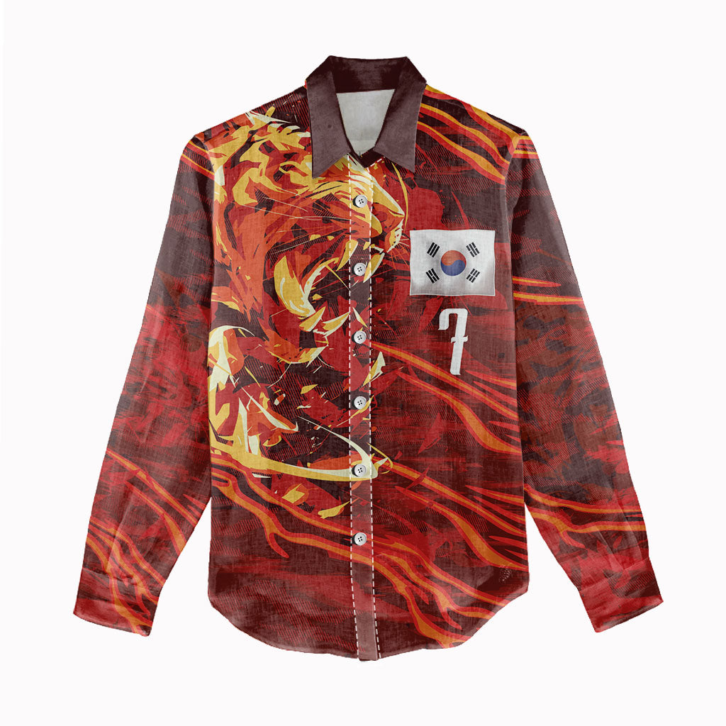 South Korea National Football Custom Women Casual Shirt Tigers of Asia Fierce Abstract Flame-Inspired