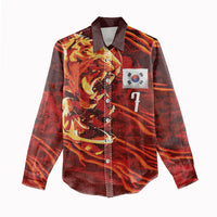 South Korea National Football Custom Women Casual Shirt Tigers of Asia Fierce Abstract Flame-Inspired