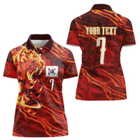 South Korea National Football Custom Women Polo Shirt Tigers of Asia Fierce Abstract Flame-Inspired