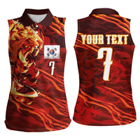 South Korea National Football Custom Women Sleeveless Polo Shirt Tigers of Asia Fierce Abstract Flame-Inspired