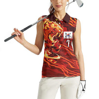 South Korea National Football Custom Women Sleeveless Polo Shirt Tigers of Asia Fierce Abstract Flame-Inspired