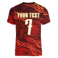 South Korea National Football Custom Women V-Neck T-Shirt Tigers of Asia Fierce Abstract Flame-Inspired