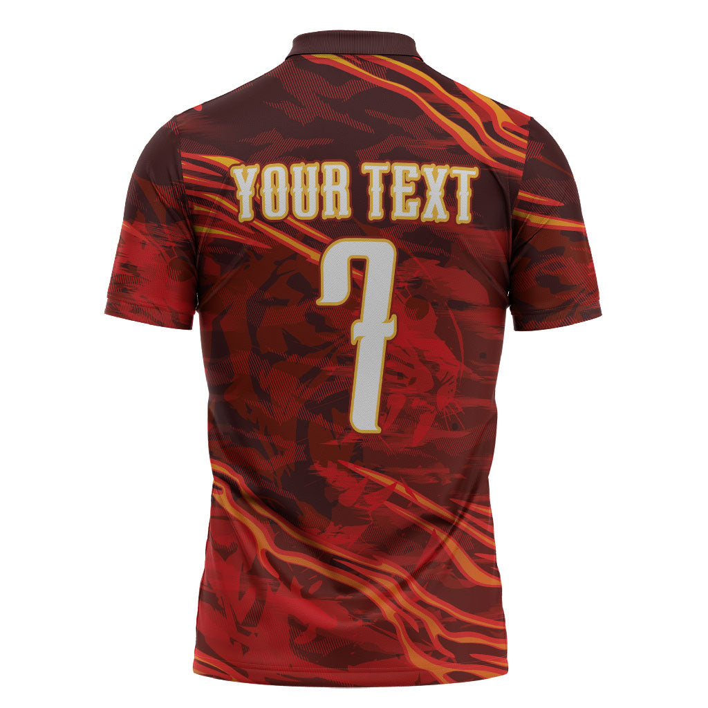 South Korea National Football Custom Zipper Polo Shirt Tigers of Asia Fierce Abstract Flame-Inspired