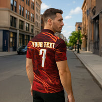 South Korea National Football Custom Zipper Polo Shirt Tigers of Asia Fierce Abstract Flame-Inspired