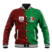 South Korea and Mexico National Football Custom Baseball Jacket Taegeuk Warriors with El Tricolor Grunge Split Style