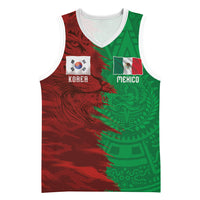 South Korea and Mexico National Football Custom Basketball Jersey Taegeuk Warriors with El Tricolor Grunge Split Style