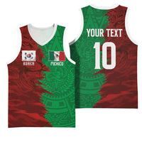 South Korea and Mexico National Football Custom Basketball Jersey Taegeuk Warriors with El Tricolor Grunge Split Style