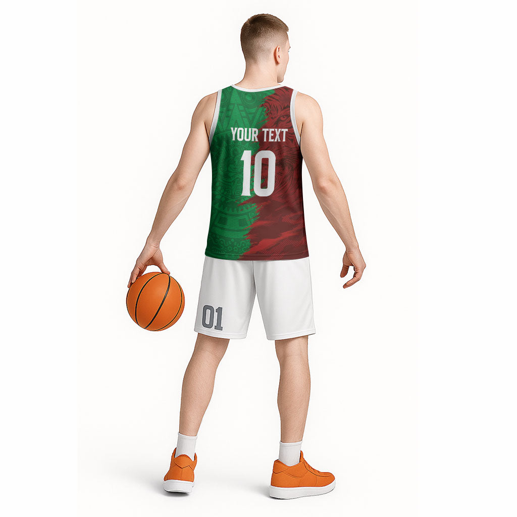 South Korea and Mexico National Football Custom Basketball Jersey Taegeuk Warriors with El Tricolor Grunge Split Style
