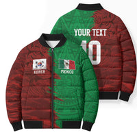 South Korea and Mexico National Football Custom Bomber Puffer Jacket Taegeuk Warriors with El Tricolor Grunge Split Style
