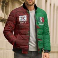 South Korea and Mexico National Football Custom Bomber Puffer Jacket Taegeuk Warriors with El Tricolor Grunge Split Style