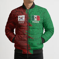 South Korea and Mexico National Football Custom Bomber Puffer Jacket Taegeuk Warriors with El Tricolor Grunge Split Style