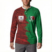 South Korea and Mexico National Football Custom Button Sweatshirt Taegeuk Warriors with El Tricolor Grunge Split Style