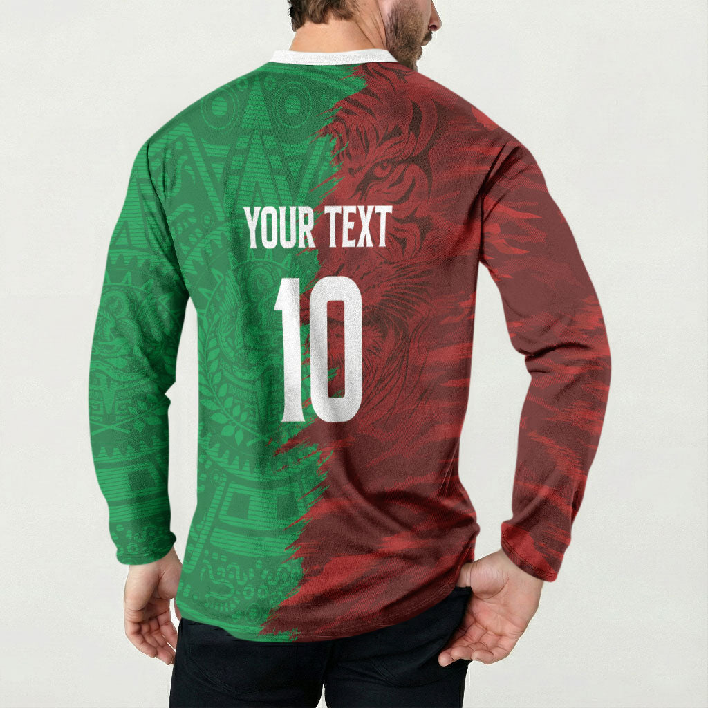 South Korea and Mexico National Football Custom Button Sweatshirt Taegeuk Warriors with El Tricolor Grunge Split Style