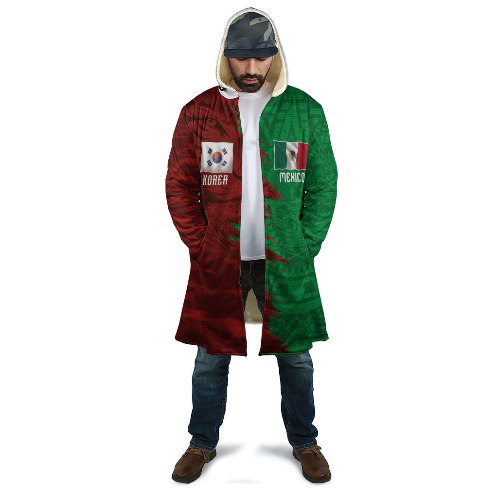 South Korea and Mexico National Football Custom Cloak Taegeuk Warriors with El Tricolor Grunge Split Style