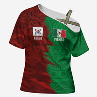 South Korea and Mexico National Football Custom Cross Shoulder Shirt Taegeuk Warriors with El Tricolor Grunge Split Style