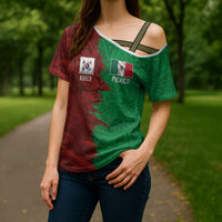 South Korea and Mexico National Football Custom Cross Shoulder Shirt Taegeuk Warriors with El Tricolor Grunge Split Style