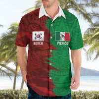 South Korea and Mexico National Football Custom Hawaiian Shirt Taegeuk Warriors with El Tricolor Grunge Split Style