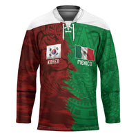 South Korea and Mexico National Football Custom Hockey Jersey Taegeuk Warriors with El Tricolor Grunge Split Style
