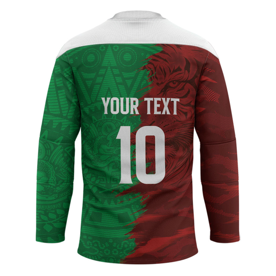 South Korea and Mexico National Football Custom Hockey Jersey Taegeuk Warriors with El Tricolor Grunge Split Style