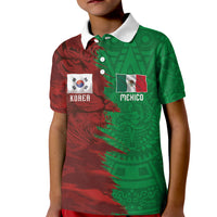 South Korea and Mexico National Football Custom Kid Polo Shirt Taegeuk Warriors with El Tricolor Grunge Split Style
