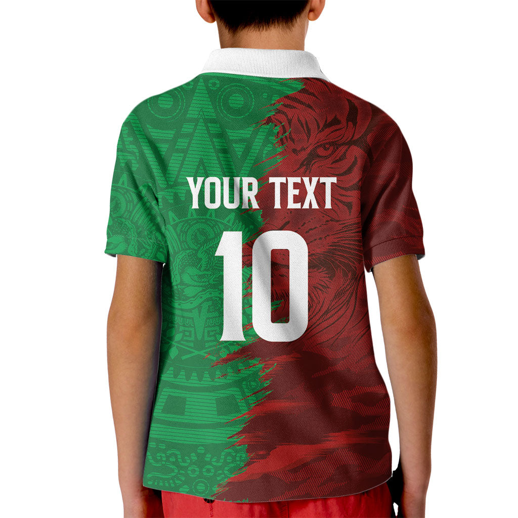 South Korea and Mexico National Football Custom Kid Polo Shirt Taegeuk Warriors with El Tricolor Grunge Split Style